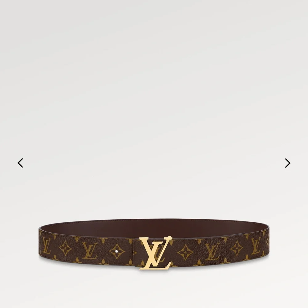 Louis Vuitton Brown Monogram Initiales Canvas Belt with Gold LV Buckle